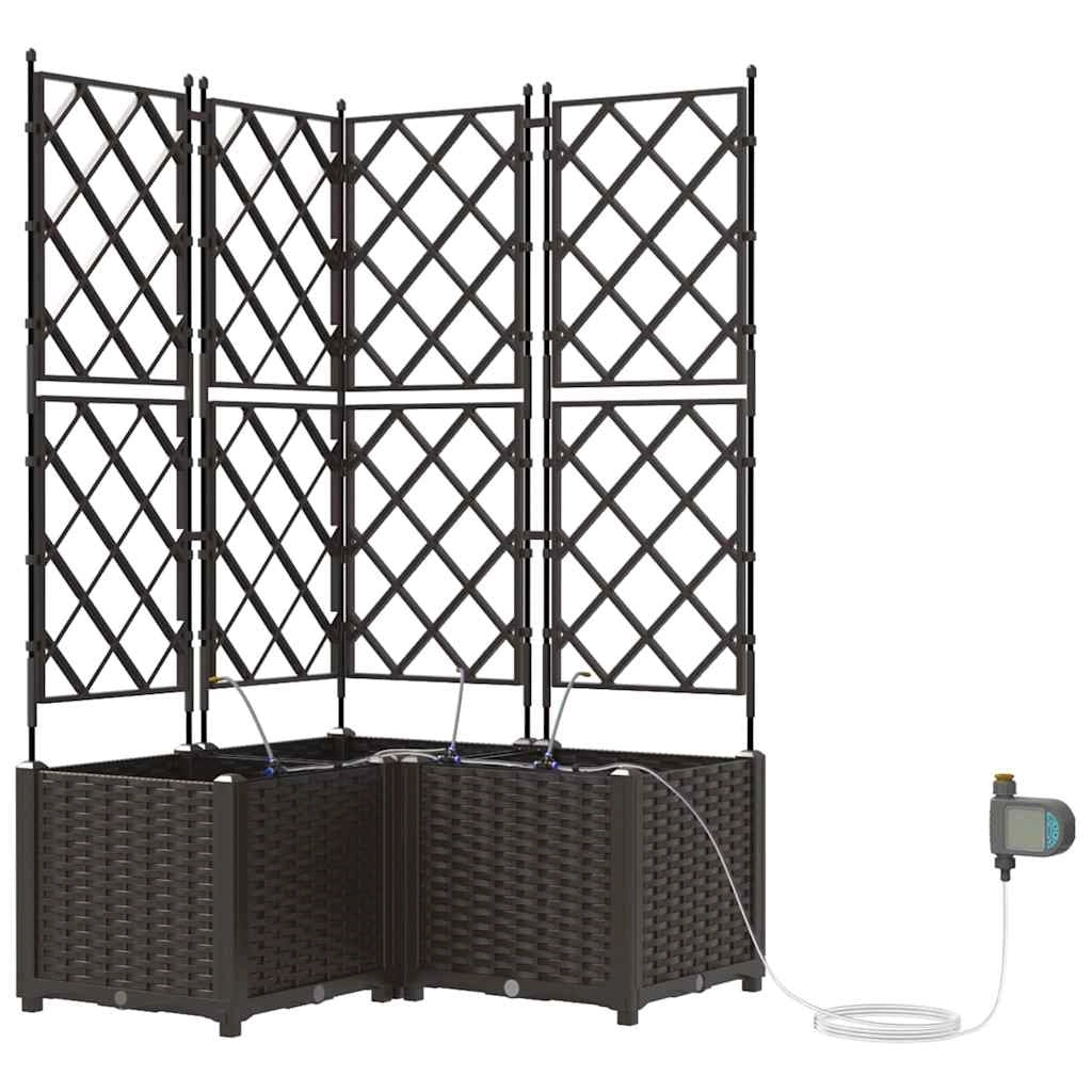 Set di 3 fioriere da giardino per esterni dal design moderno e minimalista 80 x 80 x 142 cm acciaio marrone 02_0058529