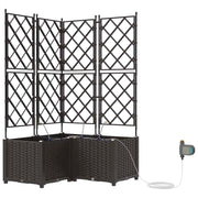 Set di 3 fioriere da giardino per esterni dal design moderno e minimalista 80 x 80 x 142 cm acciaio marrone 02_0058529