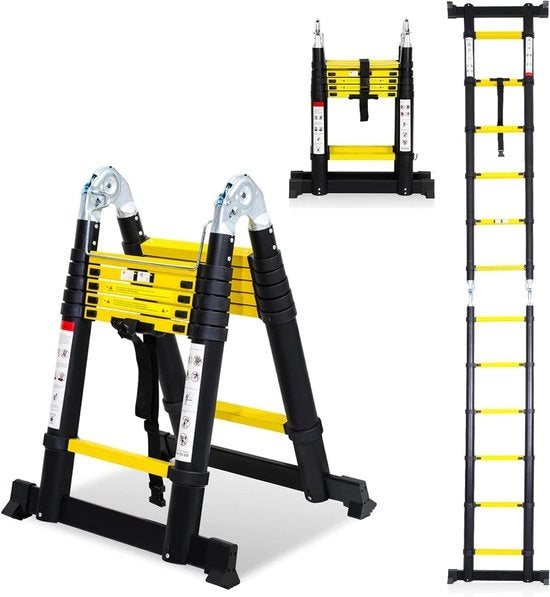 Scala Telescopica - Scala Voluta - Altezza di Lavoro - Alluminio - Adatto per Uso Privato e Professionale - Scala Voluta - Massimo Carico 150 kg