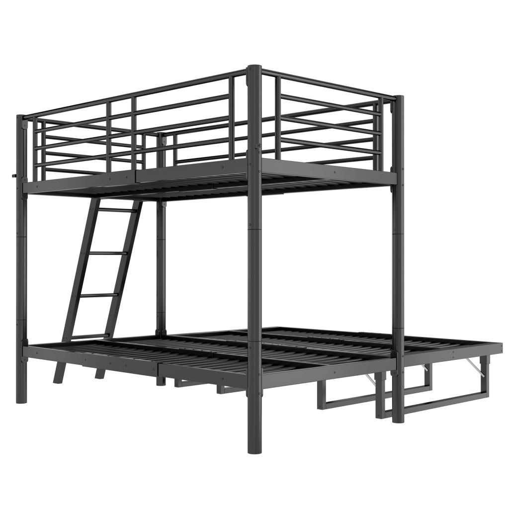 Letto a castello con letto estraibile 90x200 cm; estendibile a 180x200 cm; nero