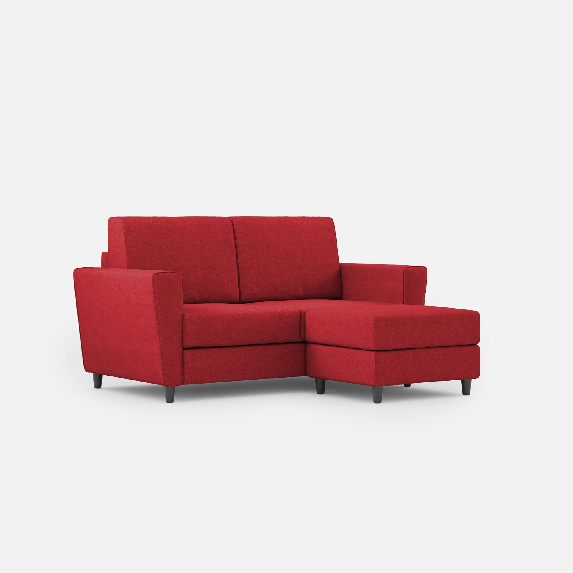 Divano 2 Posti con Pouf 172x145x85 cm Yasel in Tessuto Rosso