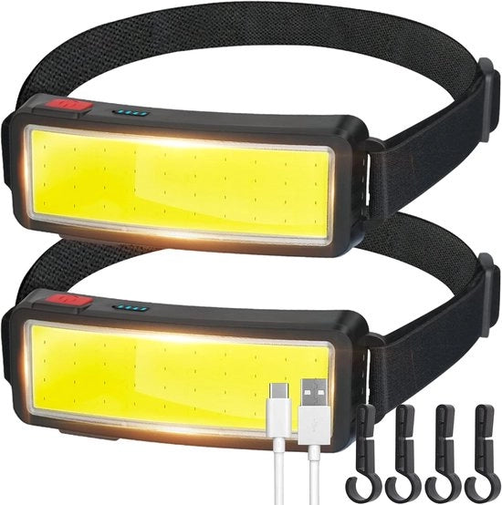Lampada LED portatile con caricamento USB - impermeabile proiettore COB per esterni - confezione da 2 lampade portatili LED ricaricabili