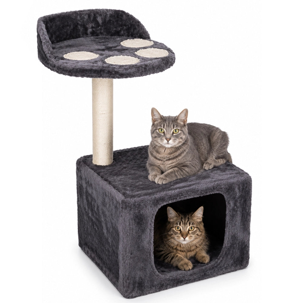 Albero Palo Tiragraffi Gatti con Cuccia e Piattaforma 68x30cm Peluche e Sisal