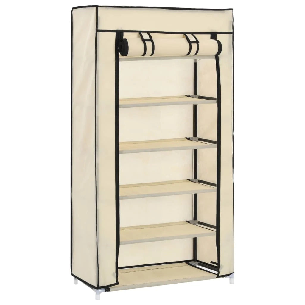 Scarpiera mobile contenitore per scarpe mobile per ingresso/corridoio/soggiorno con coperchio 58 x 28 x 106 cm tessuto crema 02_0021408