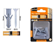 Trade Shop - Set 6 Pz Viti Vite Croce 6x30mm + Tasselli Con Alette Tassello M10 Fischer 57571 -