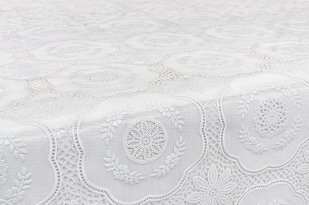 Tovaglia Plastificata 137x50 cm Ricamata Pizzo 3D Copritavolo Antimacchia Idrorepellente Dis.E