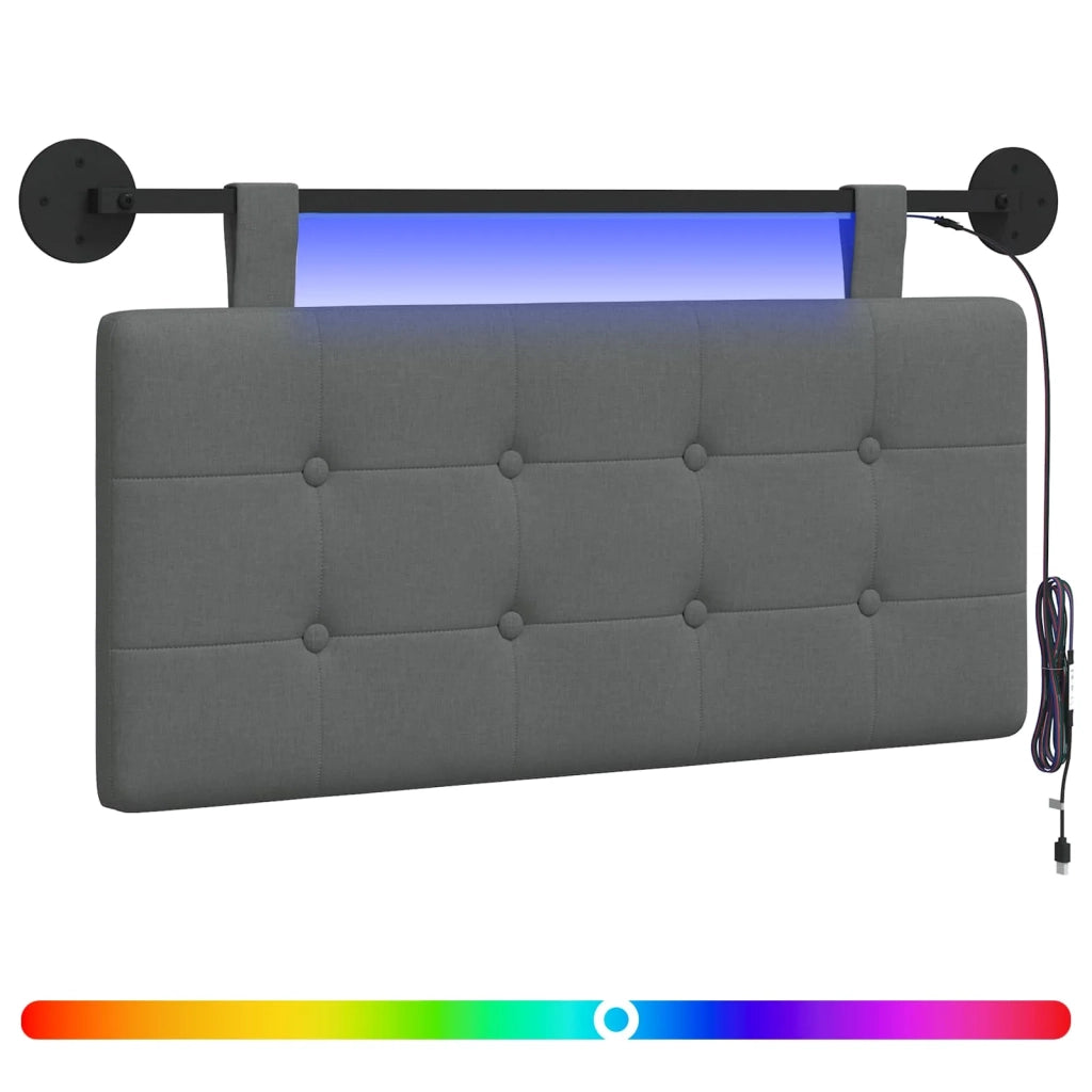 Testiera sospesa Con luce LED Grigio Scuro Tessuto 3424367
