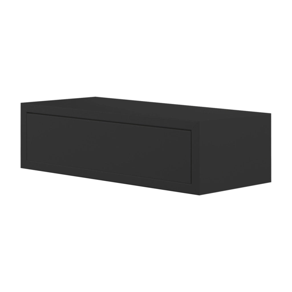  Mensola da Muro con Cassetto Modello LEGOLO, Comodino Sospeso, Mensola da Parete, 45x13.4 p20 cm. Finitura  NERO - MADE IN ITALY
