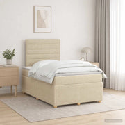 Letto Box Spring LED con Materasso Crema 120 x 190 cm Tessuto 3455809