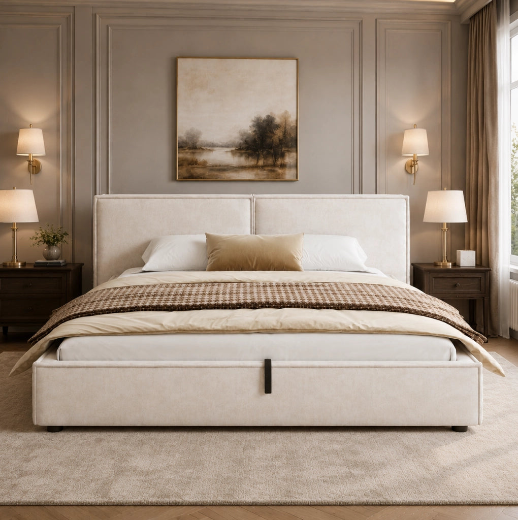 Letto matrimoniale imbottito 180x200 cm con vano contenitore idraulico
