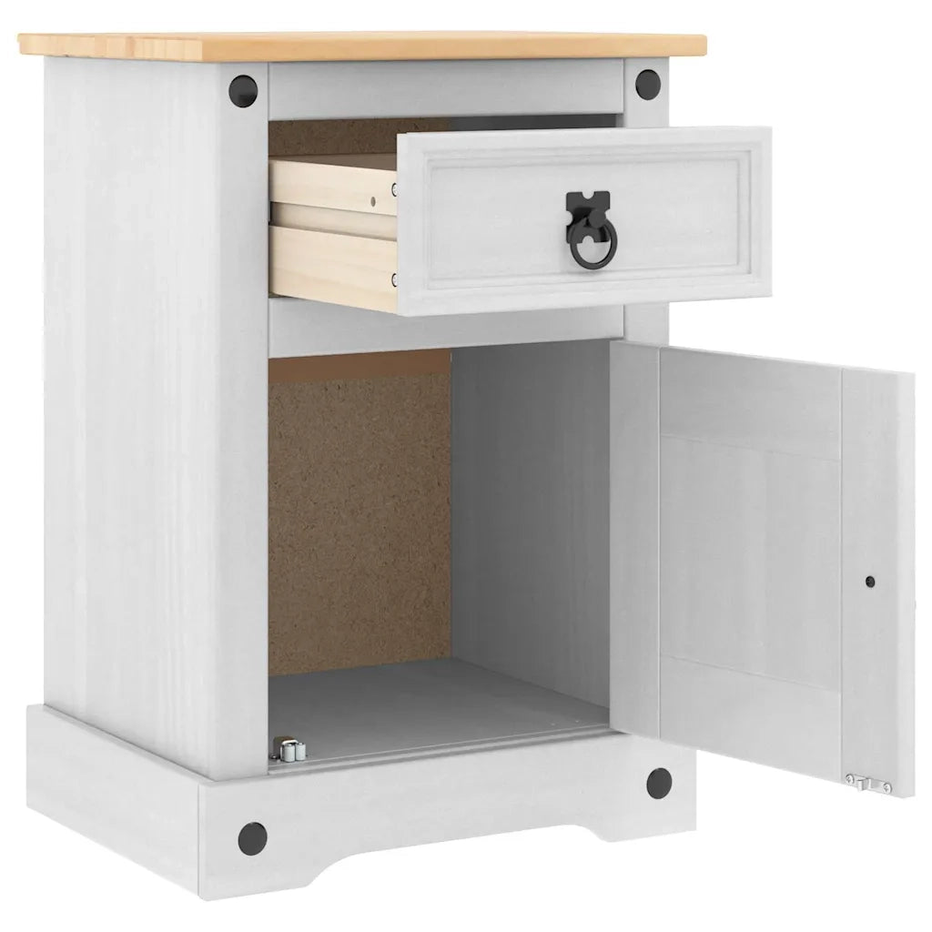 Comodino Corona Bianco 45 x 35 x 64 cm Pino massello 42021186