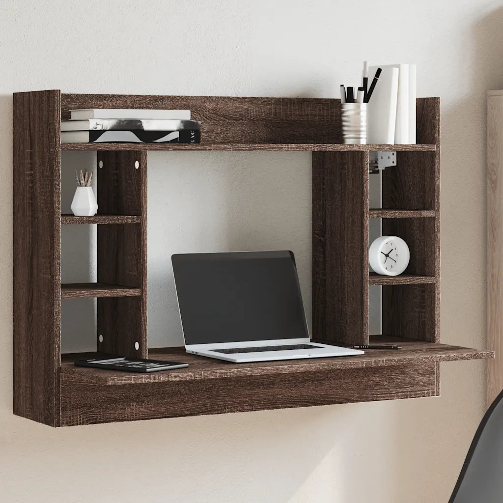 vidaXL Scrivania a Parete Rovere Marrone 105x48x75cm Legno Multistrato
