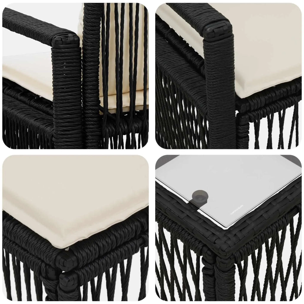 Set Divano da Giardino 5 pz | Set Salotto da Giardino Nero polyrattan