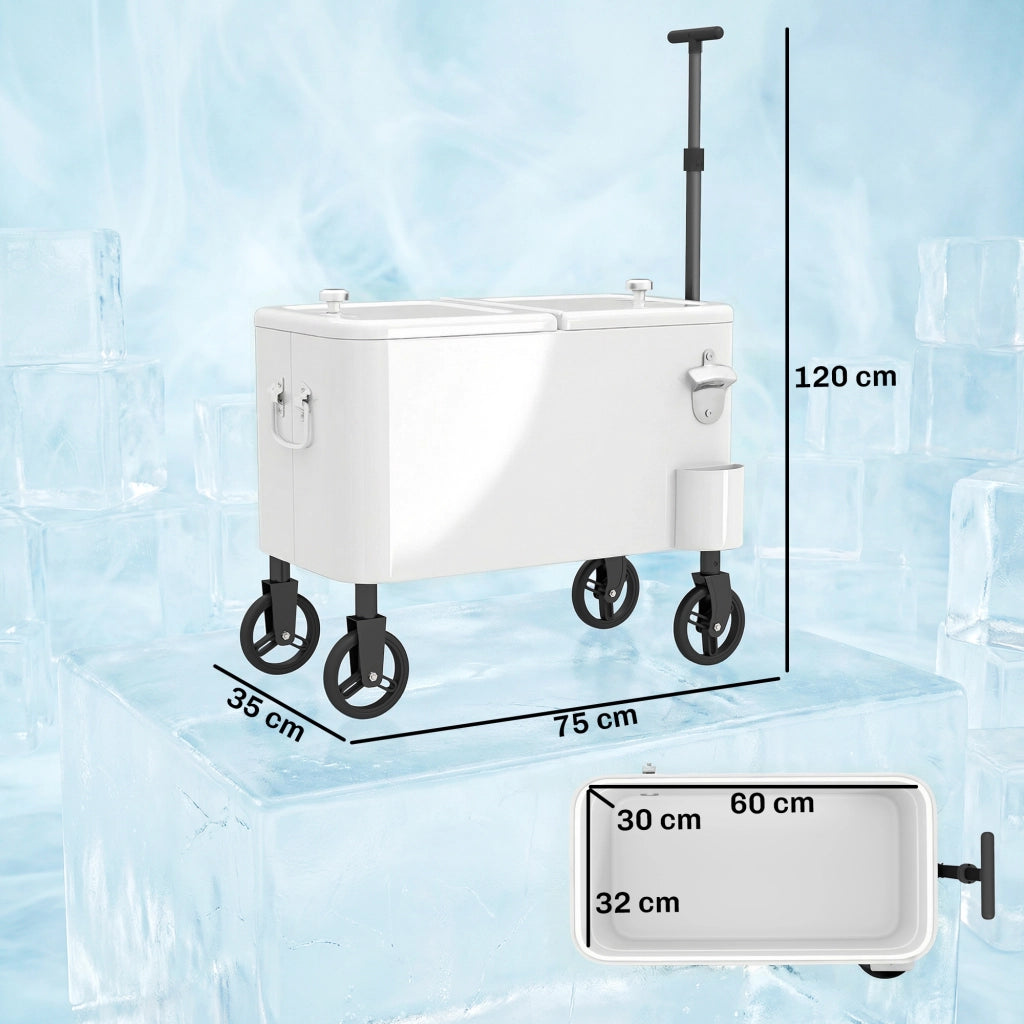 Carrello Frigorifero 56L con Ruote ¨C zephmum ¨C 75x35x120 cm Bianco