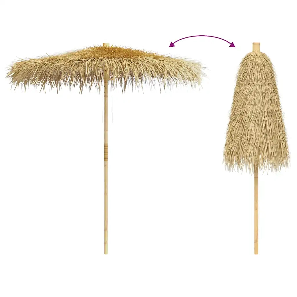 Parasole in Bamb¨´-Ombrellone da spiaggia con Copertura con Foglie di Banana 210 cm