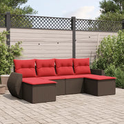 Salotto da Giardino-Set Divani da Giardino 6 pz con Cuscini Marrone in Polyrattan 208249