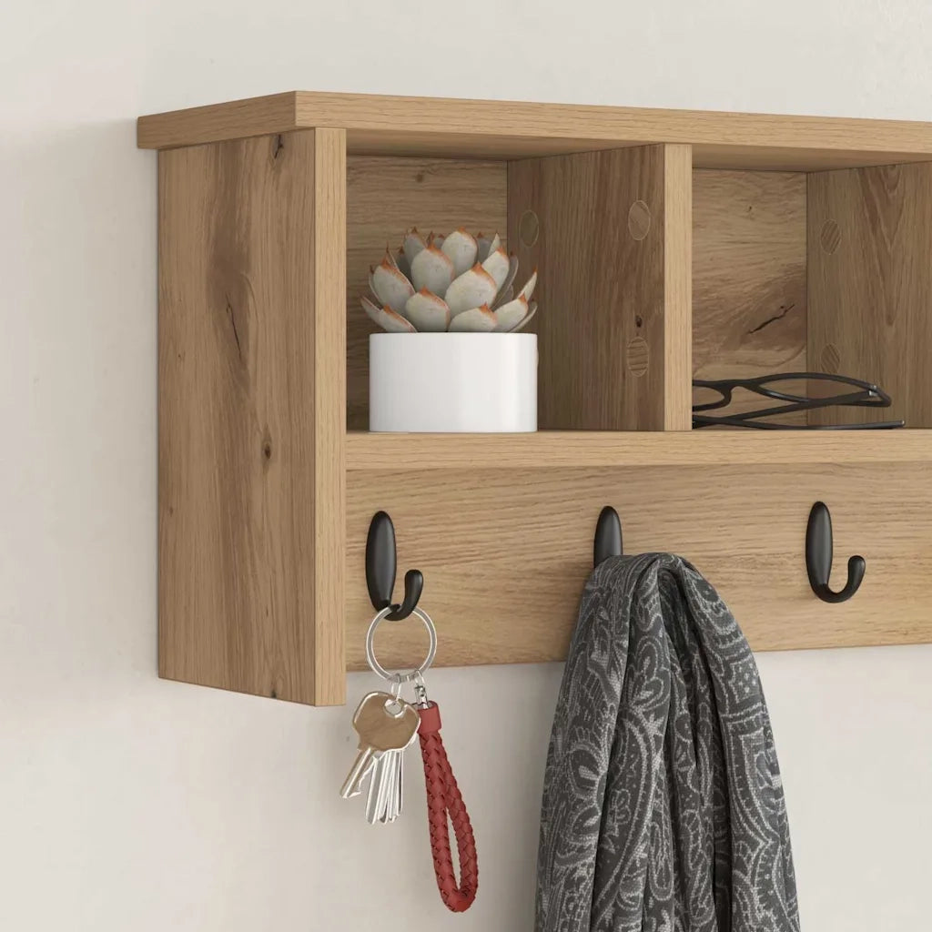 Appendiabiti a muro Rovere artigianale 75 x 16 x 26 cm 874322
