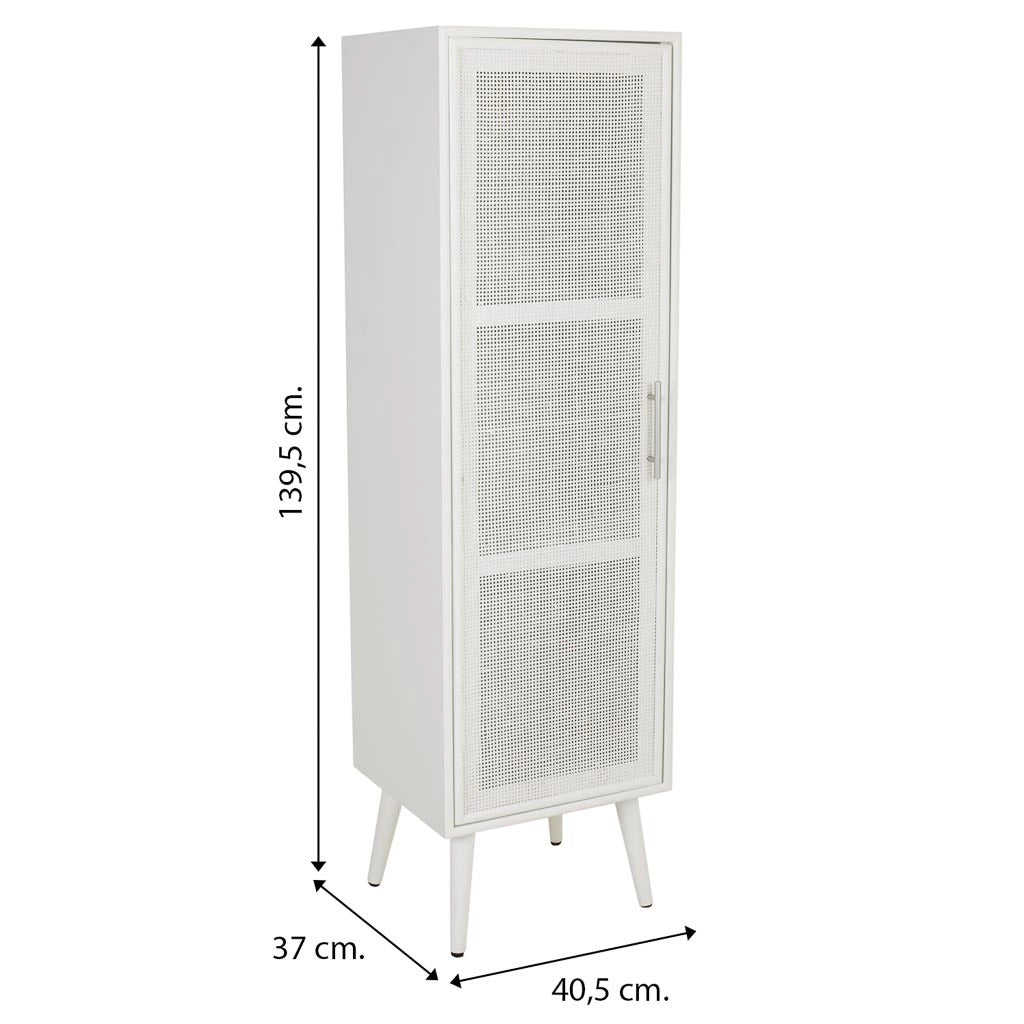 Mobile in legno bianco e rete 40,5x37x139,5h