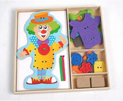 Scatola Clown in legno con abiti
