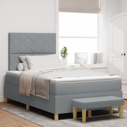 Letto con Box Spring e Materasso + Panca Grigio Chiaro 120x190 cm Tessuto