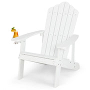 Sedia adirondack da esterno con portabicchieri, Sedia resistente alle intemperie per cortile portata 170kg Bianca-Sedie da esterno
