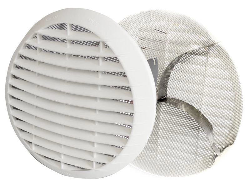 Griglia TONDA da 160 a 200 mm TERMOFLEX bianco con molle ventilazione presa aria