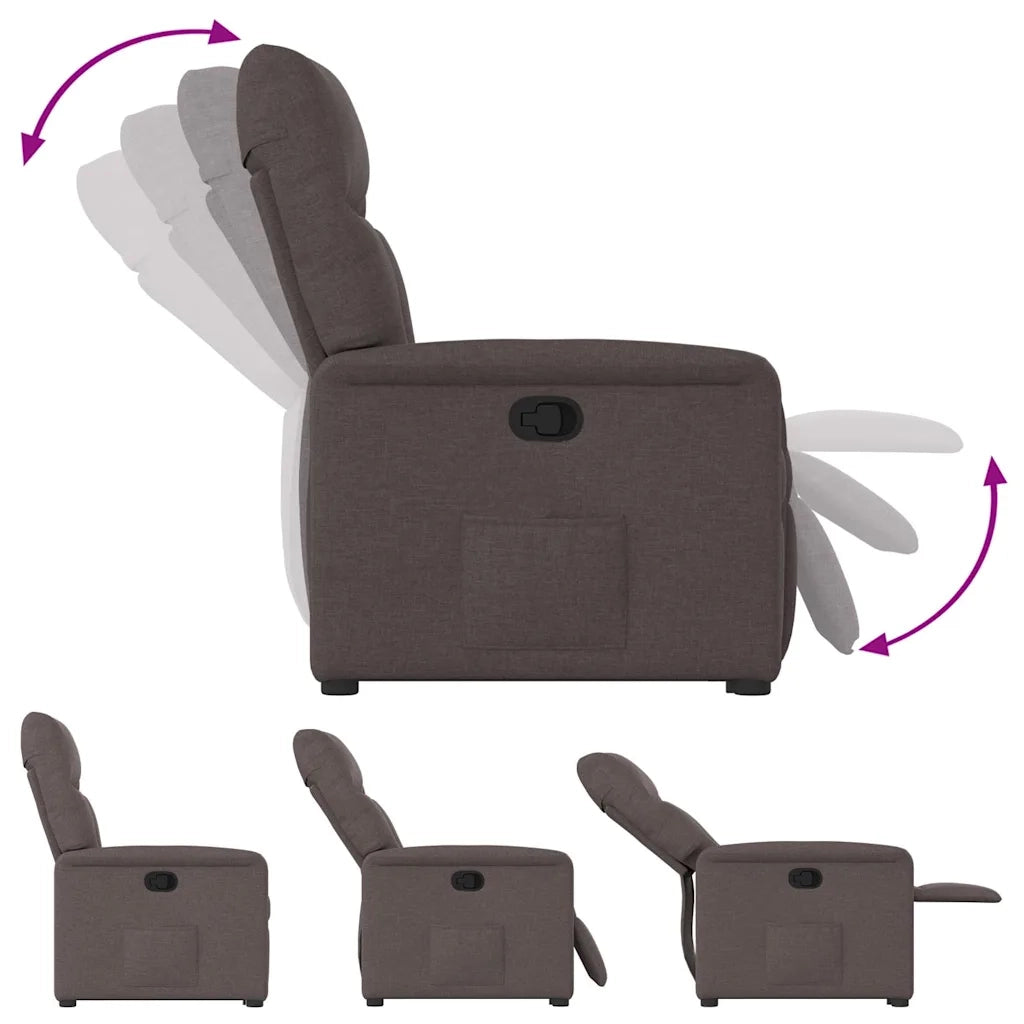 Poltrona Alzapersona Reclinabile Marrone Scuro in Tessuto 3303037