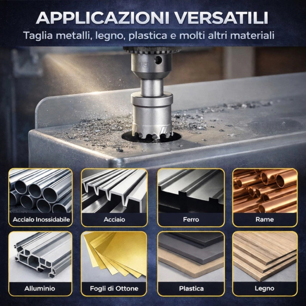 Kit set seghe a tazza 10 pezzi 16-53mm frese per metallo acciaio legno con punte