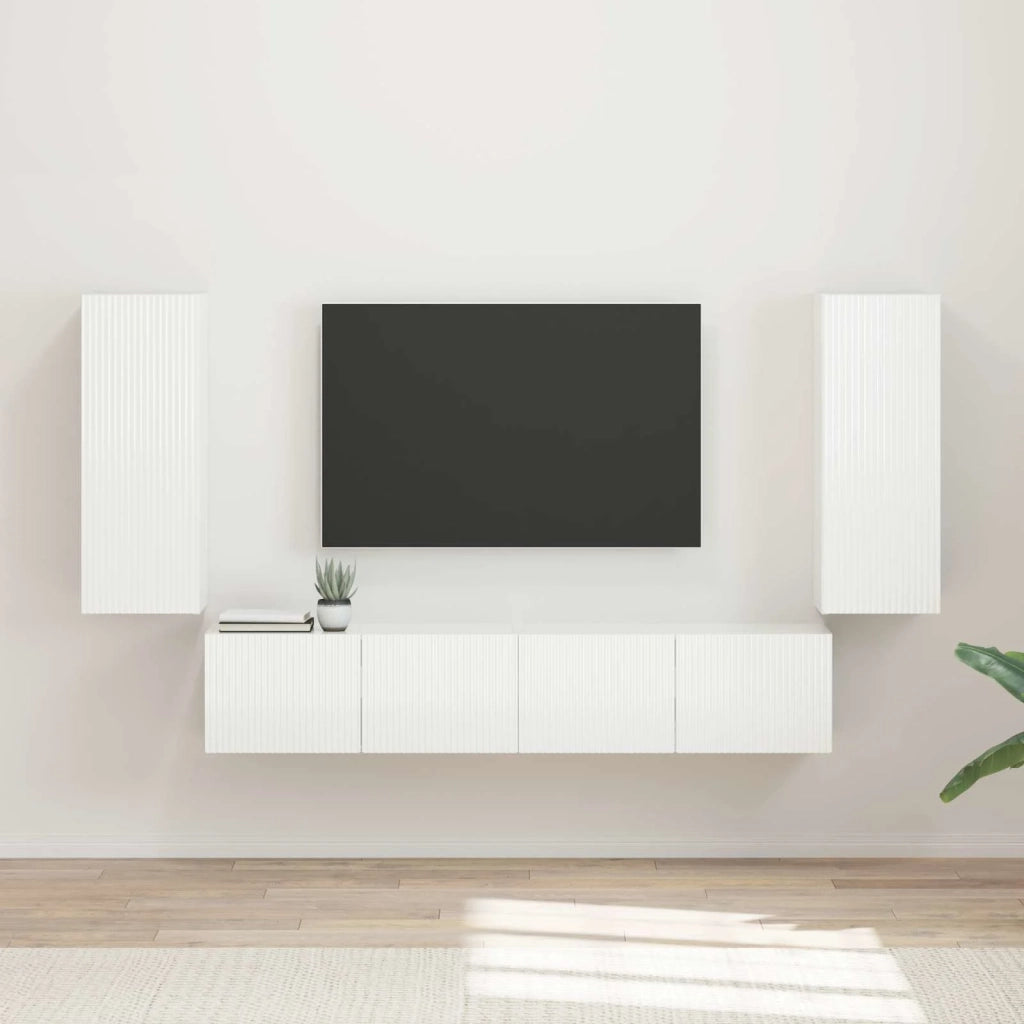 Set di Mobiletto da TV a Parete 4 pcs Bianco Lucido 3408920