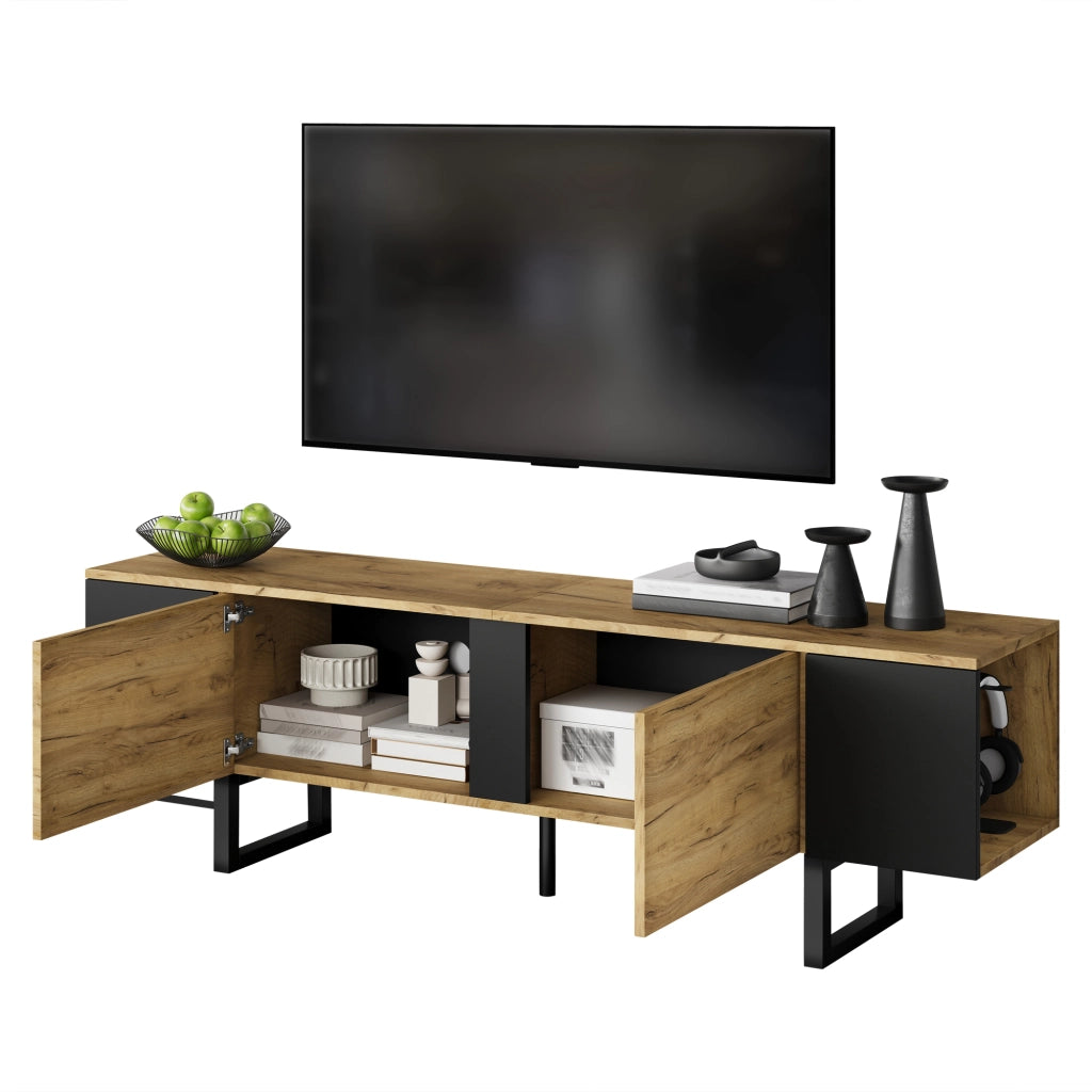 Mobile TV Lowboard ¨C MINIMAL ¨C Rovere/Bianco, 2 Ante, 180x40x55 cm