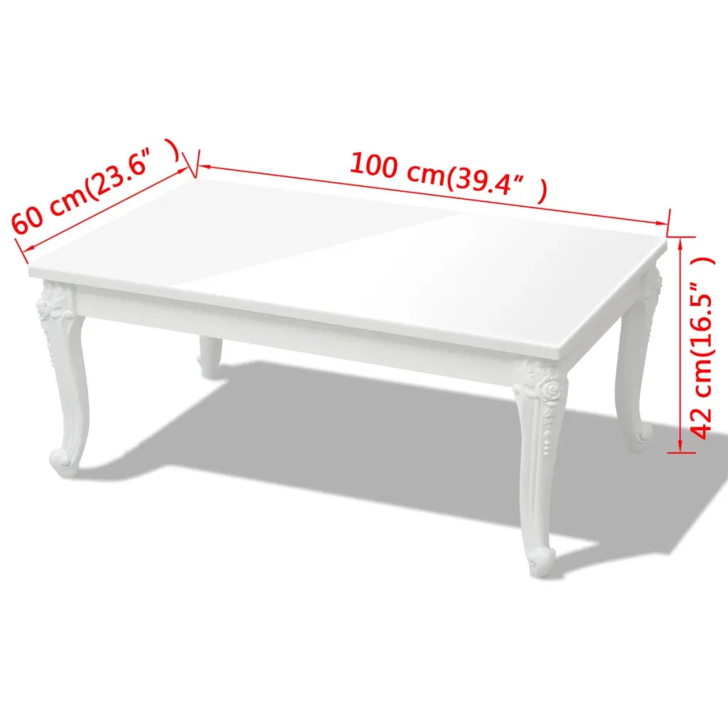 Tavolino da Salotto 100x60x42 cm Bianco Lucido 243380