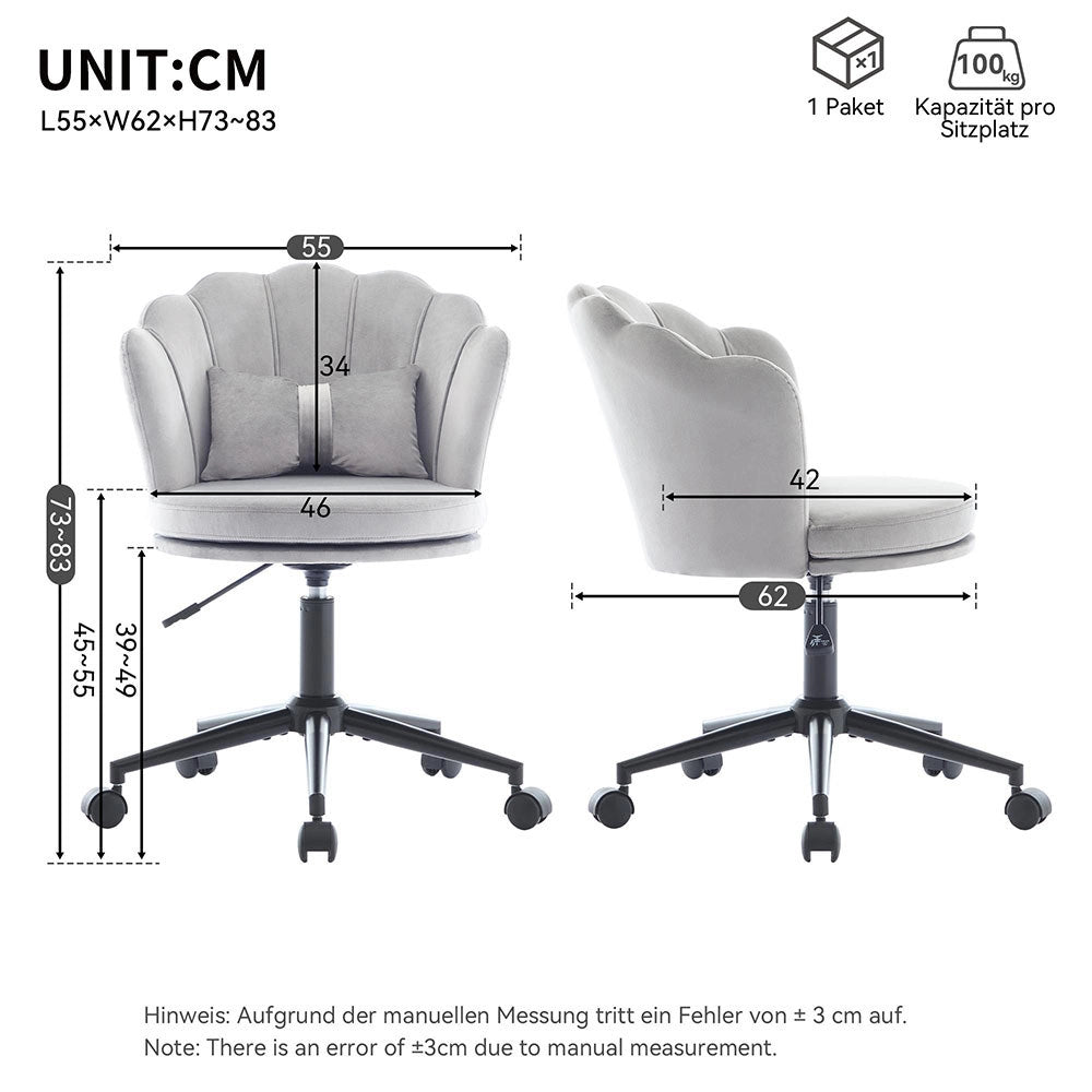 Sgabello Trucco - Xylo - 60??65??130 cm - Schienale a Petalo Grigio
