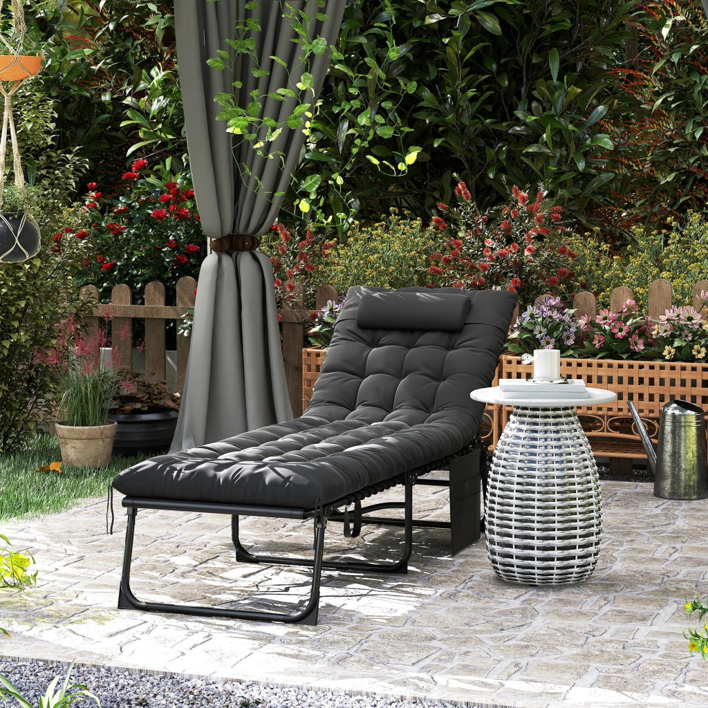 Sdraio pieghevole con cuscino e poggiatesta ¨C zephmum ¨C 58x189x32,5 cm nero