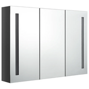Armadietto Bagno | Armadio da bagno con Specchio e LED 89x14x62 cm Grigio Lucido