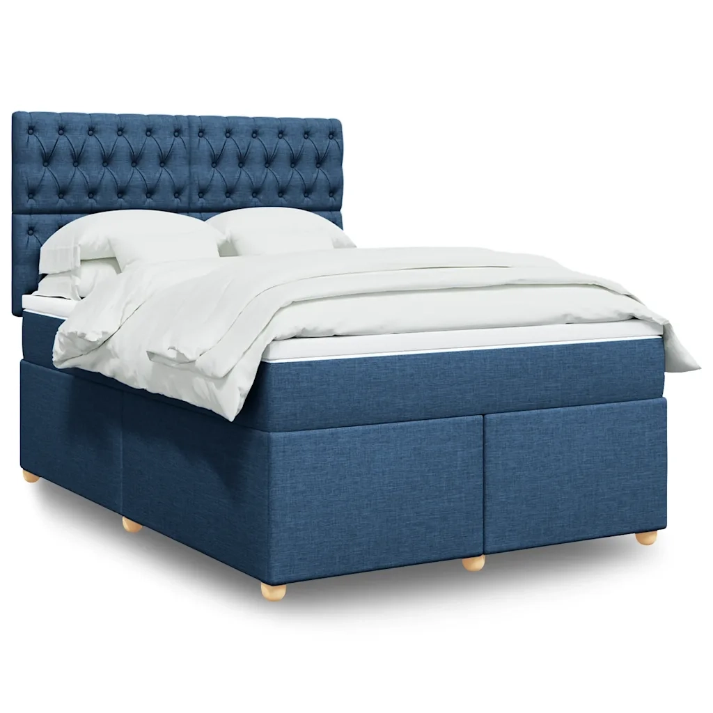 vidaXL Giroletto a Molle con Materasso Blu 140x190 cm in Tessuto