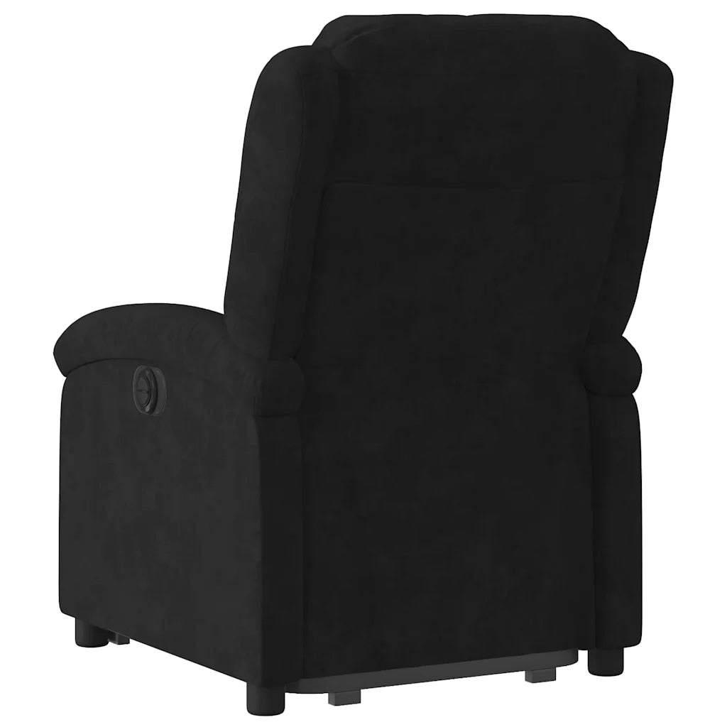 Divano Sedia-Poltrona Alzapersona Reclinabile Nera in Velluto 653394