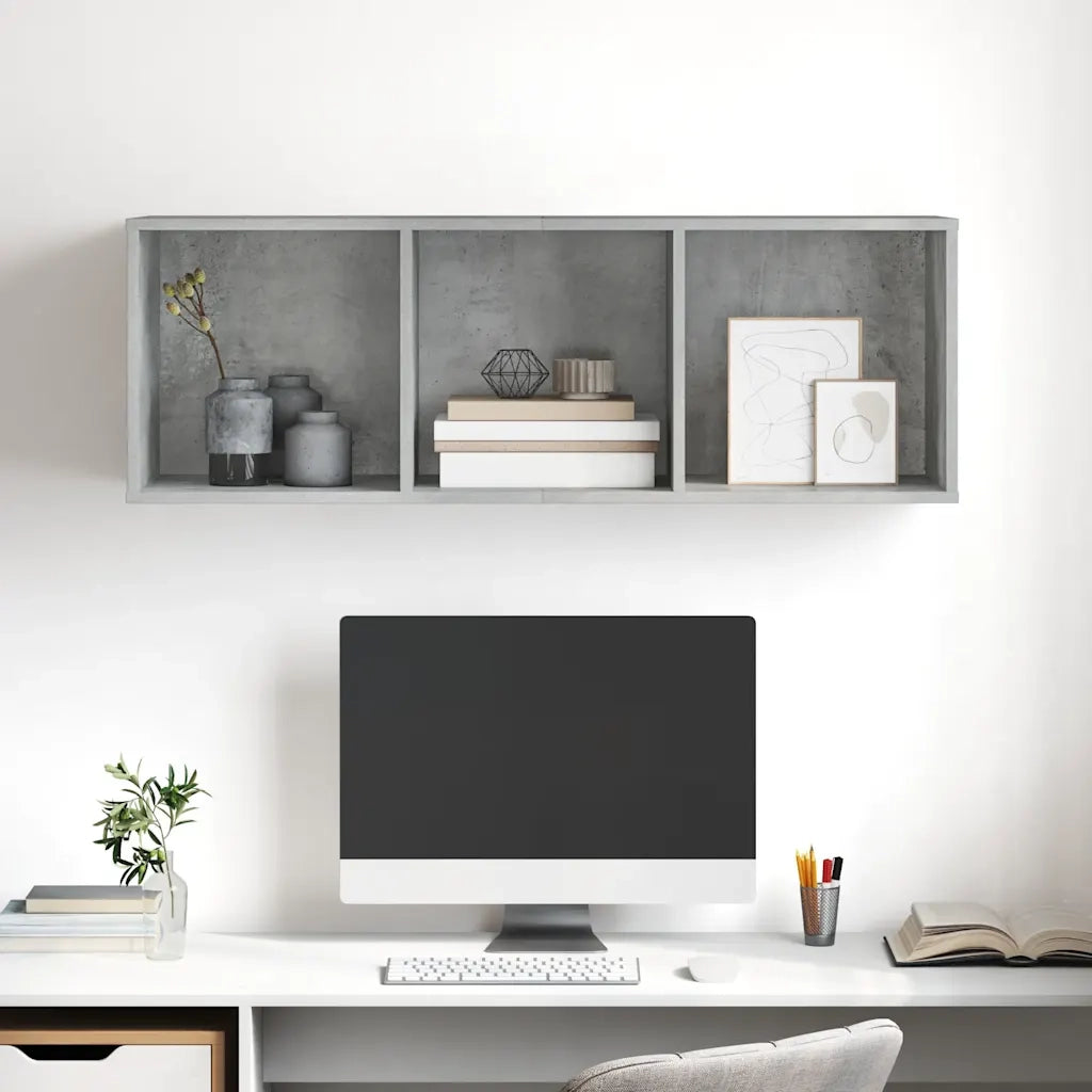 Armadietto a Parete TV Grigio Cemento 37x37x107 cm Truciolato cod mxl 20829