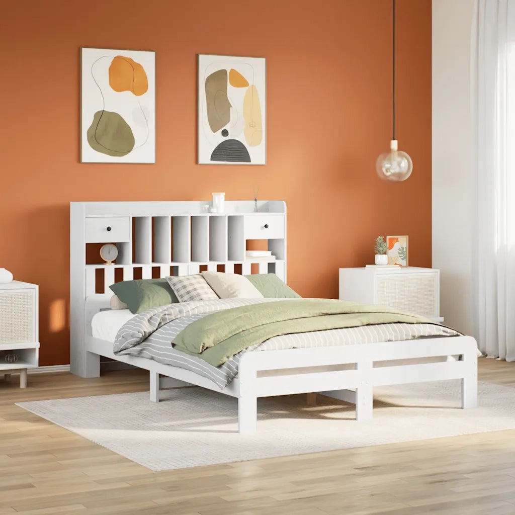 vidaXL Letto Libreria senza Materasso Bianco 150x200 cm Legno di Pino