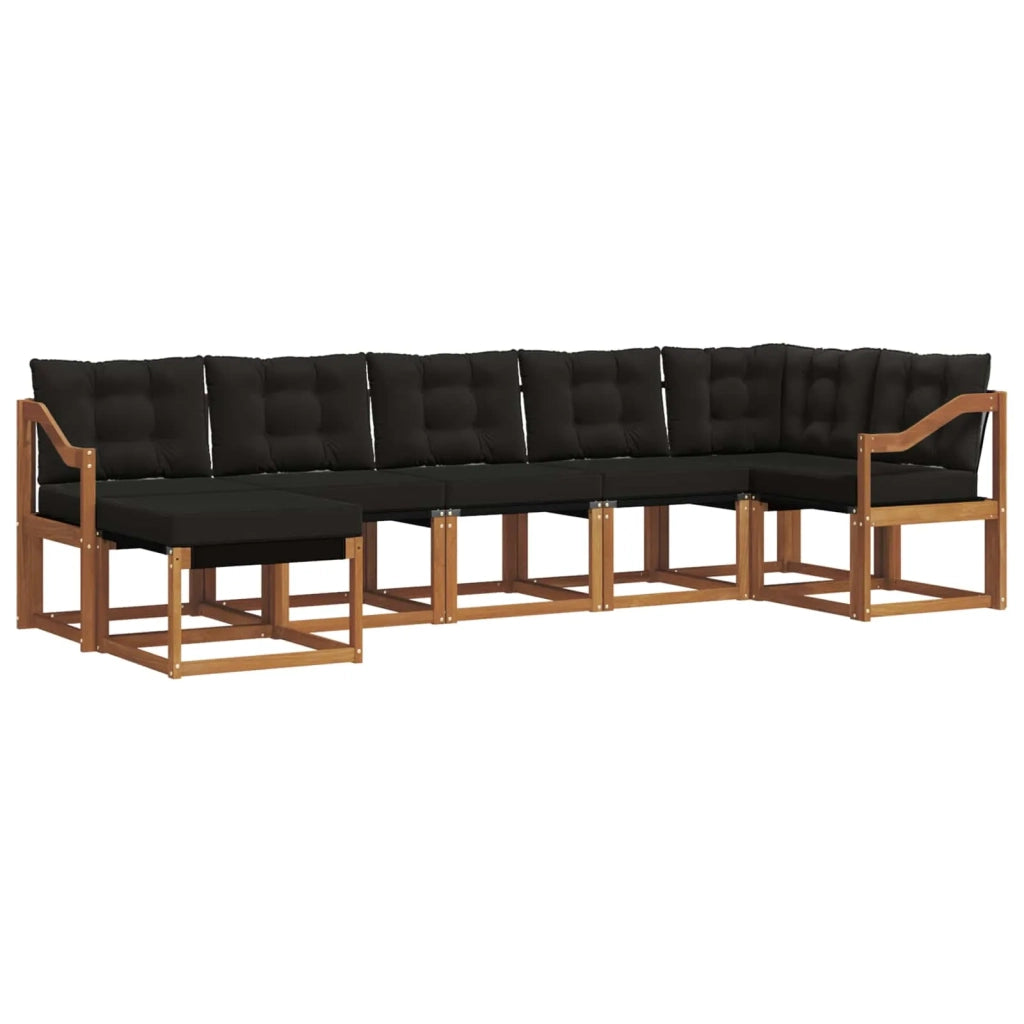 Set di divani da esterno con cuscino 7 pcs Naturale e Nero