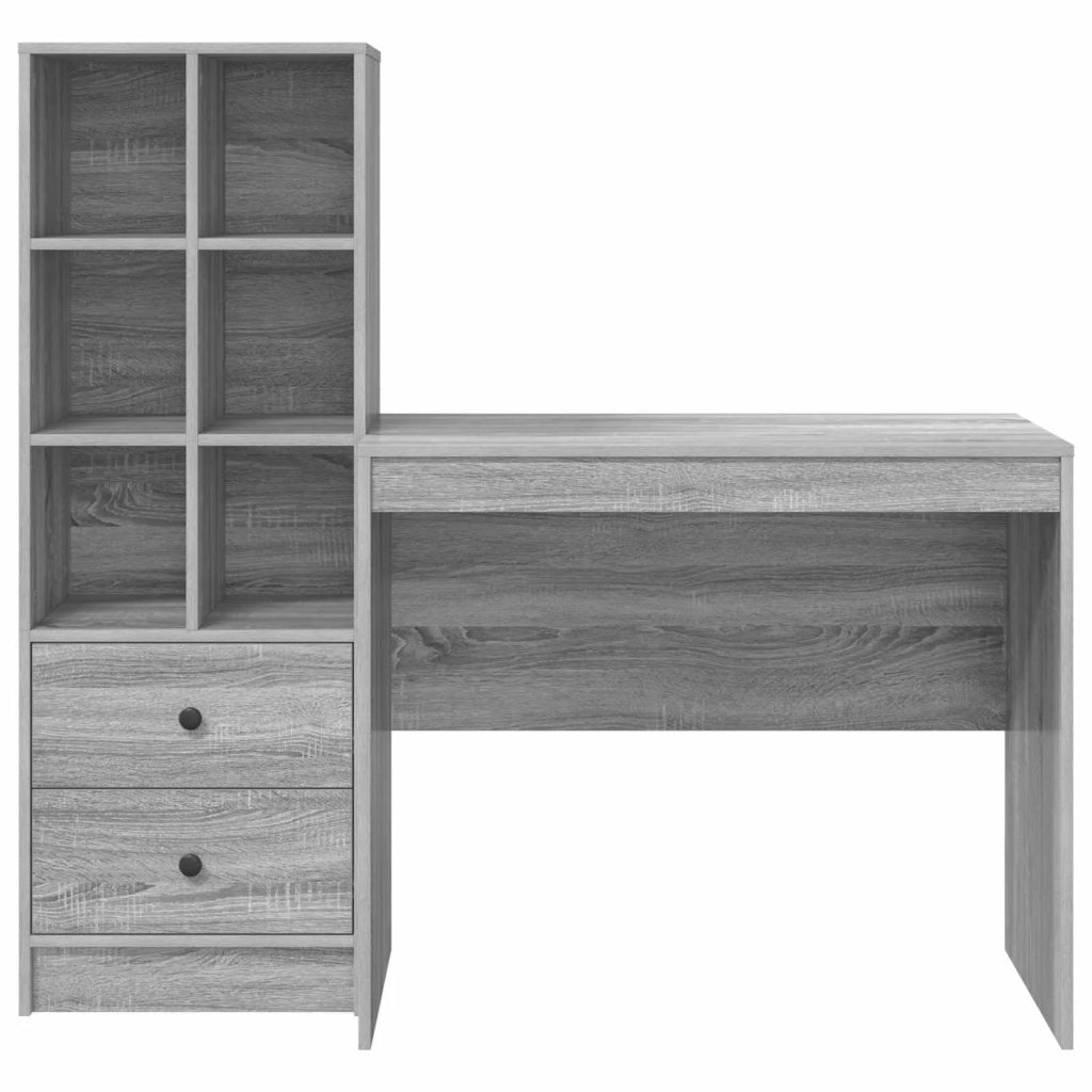 Scrivania con cassetto con lo scaffale 2 pcs Grigio Sonoma 3337366