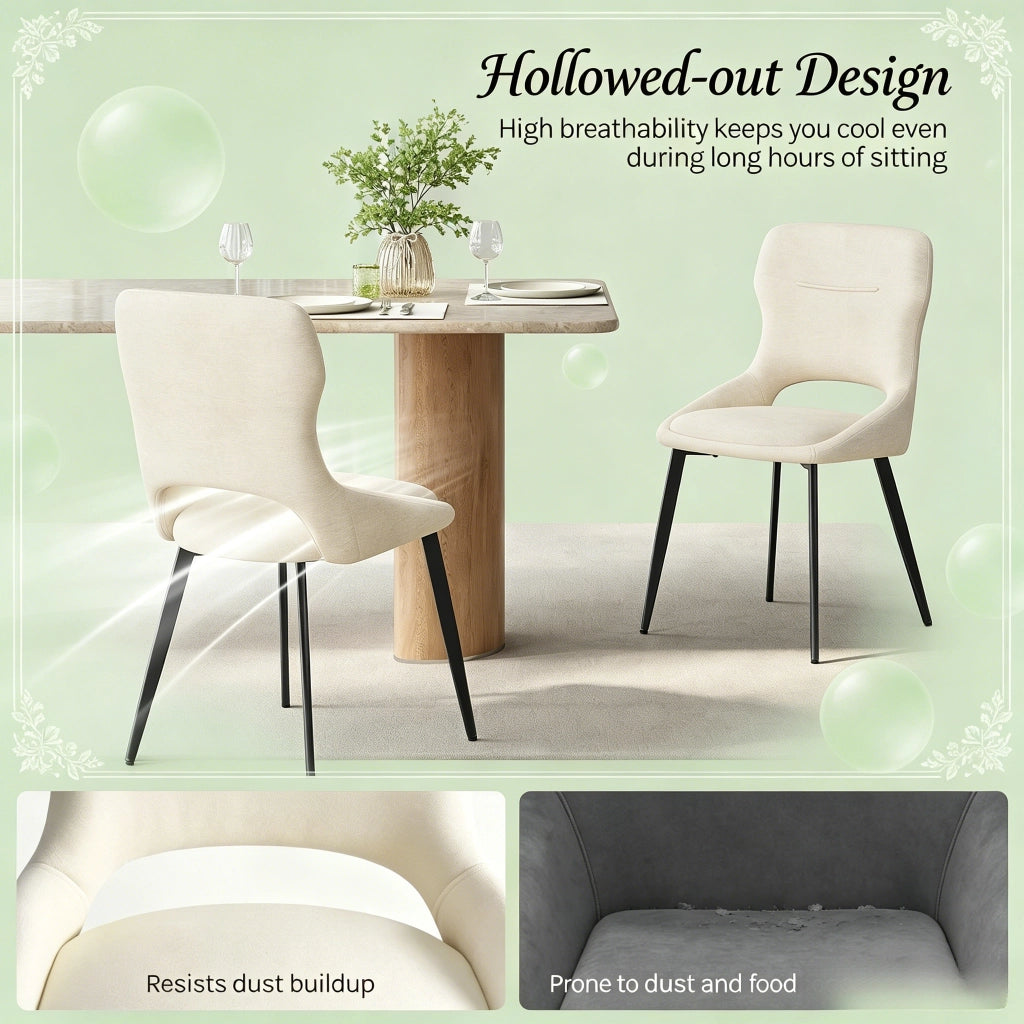 SEDIA da pranzo in ciniglia beige Set da 2 pezzi 43x40x86 cm