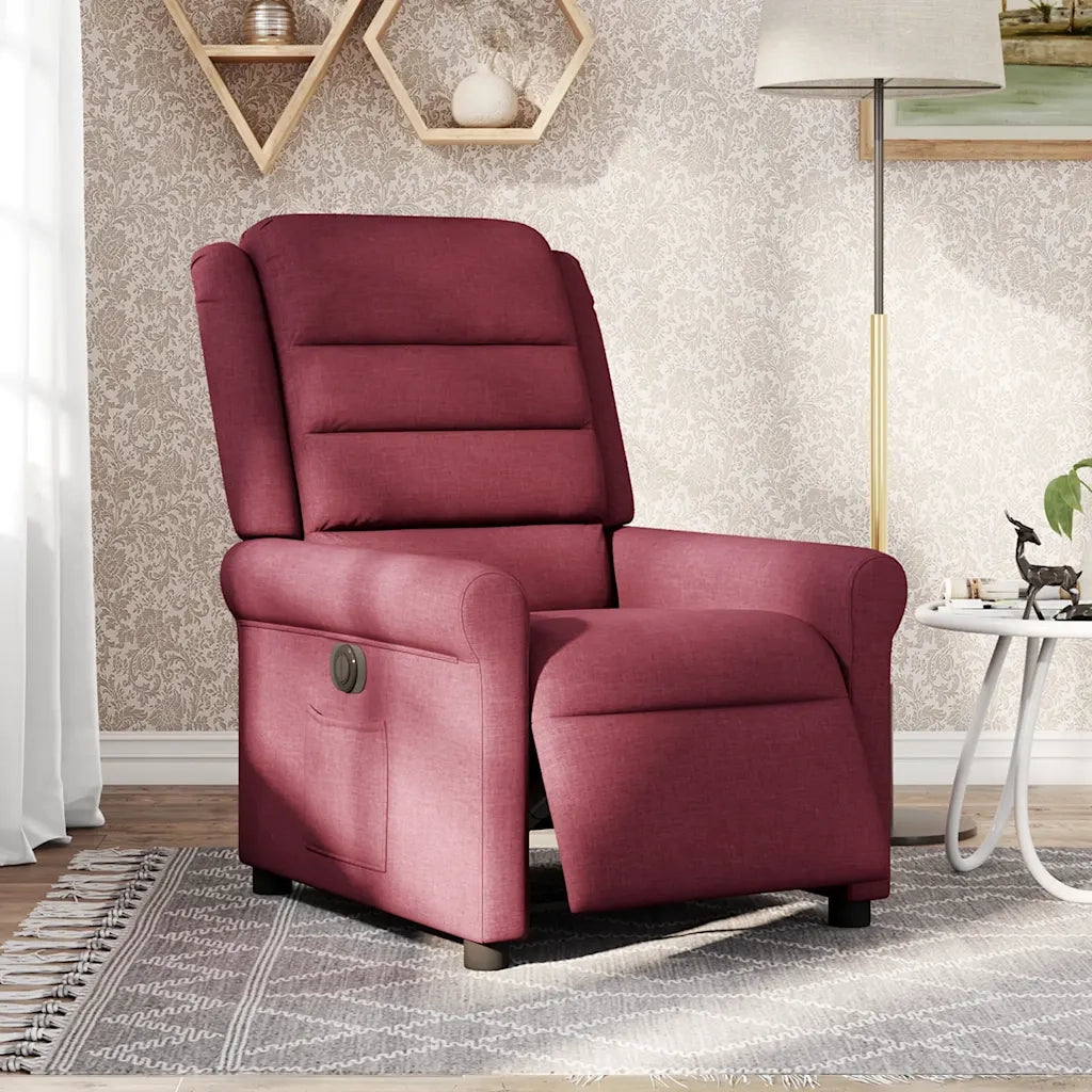 Poltrona Elettrica Reclinabile Rosso Vino in Tessuto 3303297
