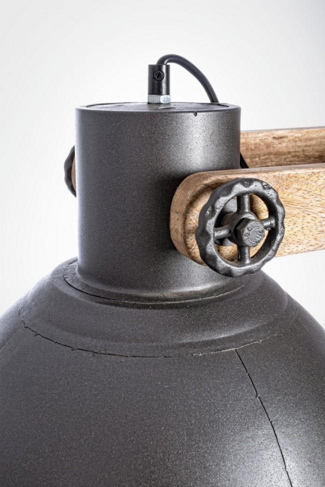 Lampadario Odessa 2 Luci Ø30x140 cm E27 in Legno e Acciaio Antracite