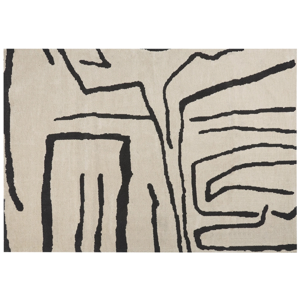 Tappeto Beige Nero Poliestere 160 x 230 cm Motivo astratto geometrico a tinta unita Tappeto da salotto moderno e minimalista