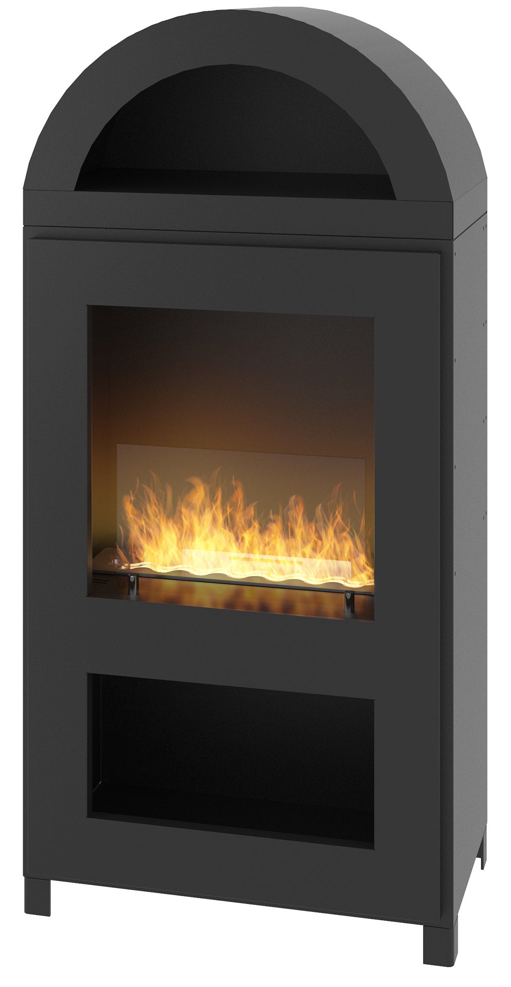 Camino a Bioetanolo da Pavimento 60x34x125 cm Incoza Nero con Vetro