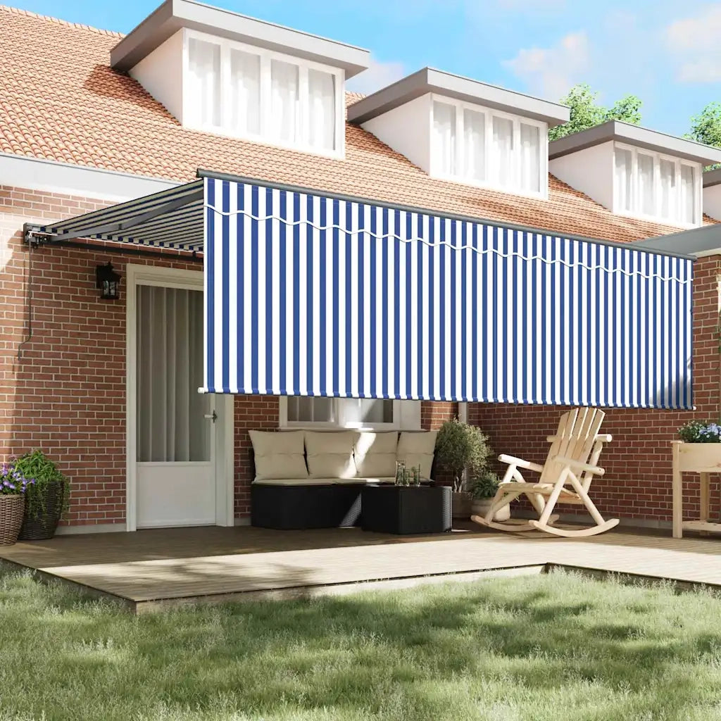 vidaXL Tenda Retrattile Blu e bianco 450 × 300 cm Tessuto