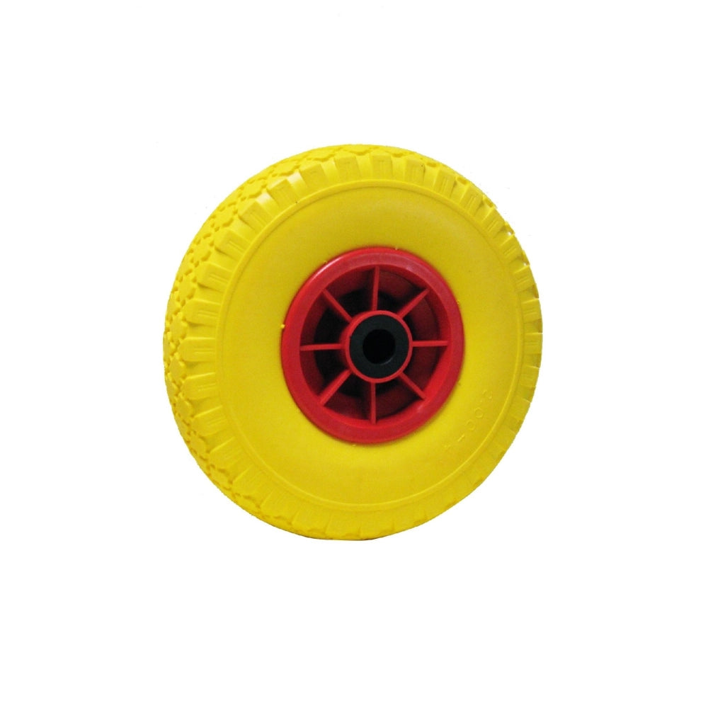 Ruota gialla antiforatura pu piena carriole carrelli cerchio in plastica 260x85