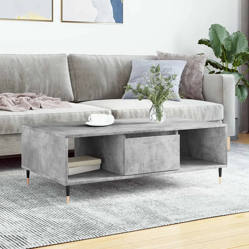 Tavolino salotto | Tavolino da caff¨¨ | Tavolino da Soggiorno Grigio Cemento 104x60x35 cm Legno Multistrato