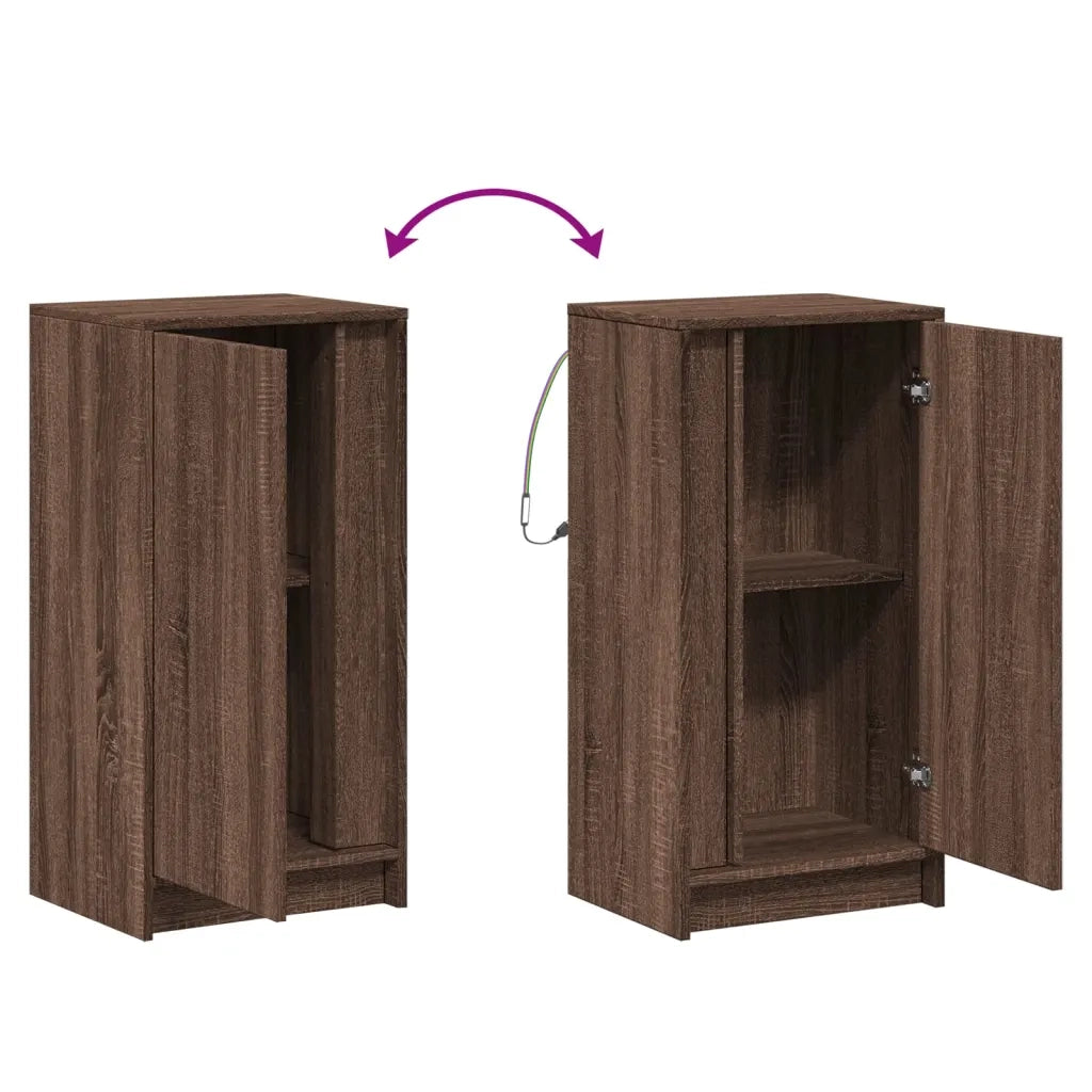 Credenza con LED Rovere Marrone 42,5x34x85 cm Legno Multistrato 852144