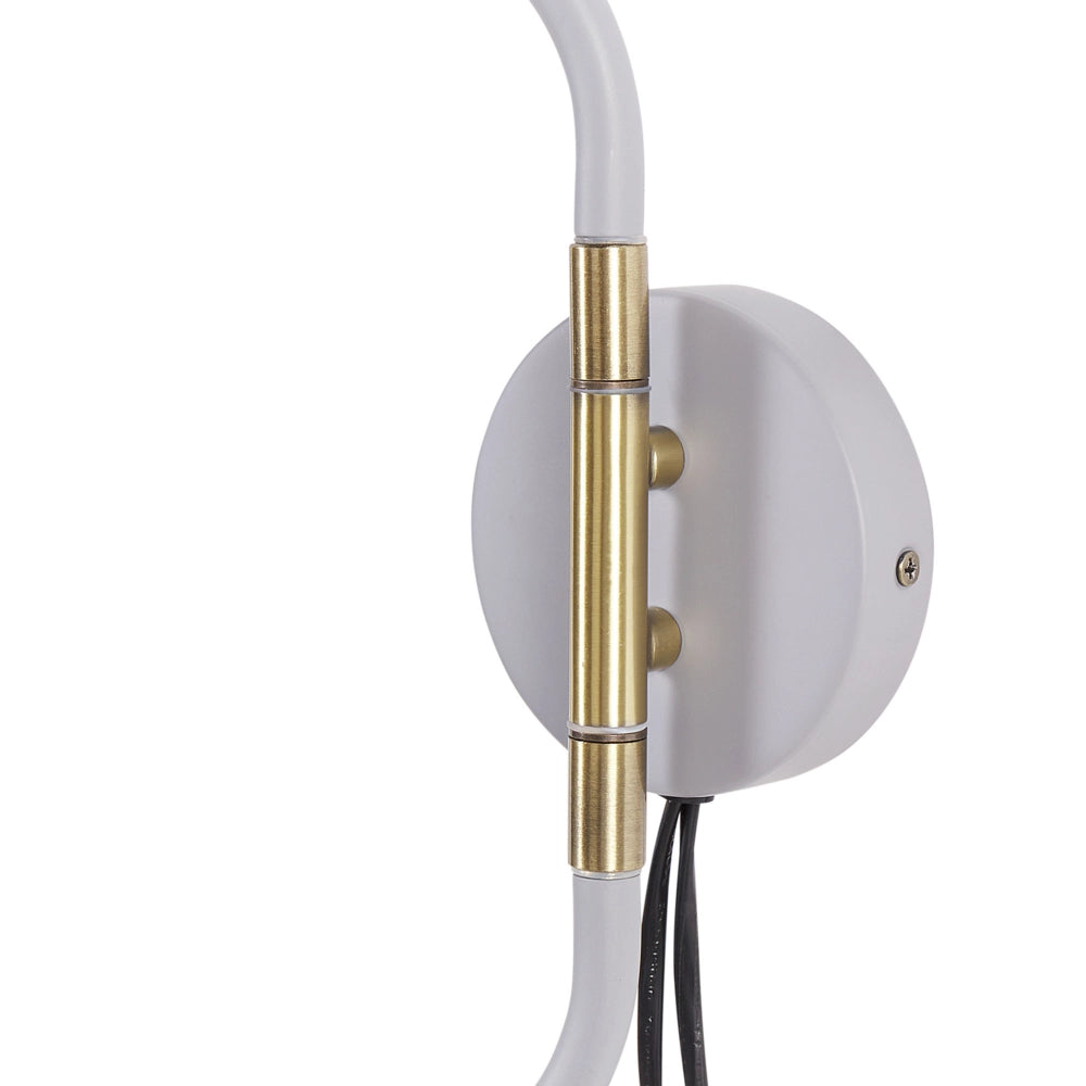 Lampada da parete moderna con 2 paralumi rotondi in metallo con bracci regolabili grigio chiaro look moderno glamour elegante